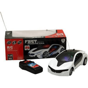 White Remote Control Fast Modern Car With 3D Light