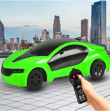 Green Remote Control Fast Modern Car With 3D Light