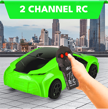 Green Remote Control Fast Modern Car With 3D Light