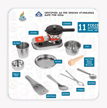 SUNNY Junior Cook 11 pieces steel kitchen set