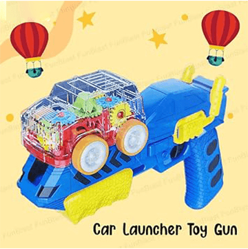 Inertial Power Gun with Transparent Gear car Launcher (Blue)