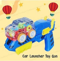 Inertial Power Gun with Transparent Gear car Launcher (Blue)