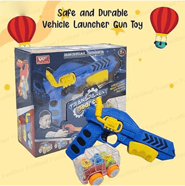 Inertial Power Gun with Transparent Gear car Launcher (Blue)