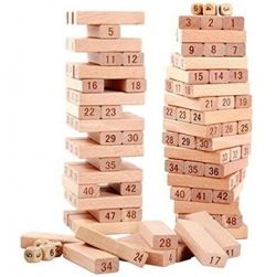 54pcs Wooden Tumble Tower Game Stacking Tumbling Tower Game