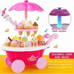 Kid's Plastic Ice Cream and Sweet Marketing Cart with Music