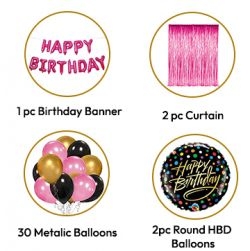 Happy Birthday Decoration Kit set Pink