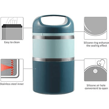 2 Layer Tedemei Superior quality Stainless steel lunch box (Blue)