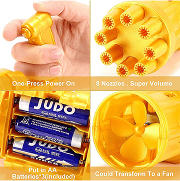 8-Hole Electric Bubbles Gun yellow Color