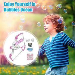 2 in 1 Bubble & water shoot Gun Bow & Arrow Toy (Pink)