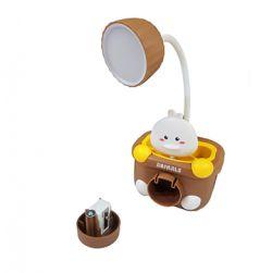 D Cat LED Lamp Rechargeable with Pen Holder and Sharpener (Duck) Table Lamp Study Lamp (Brown)