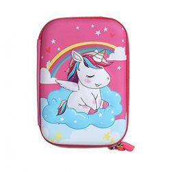 Unicorn Print Large Capacity Pencil Case, Pen & Pencil Pouch Bor(Pink)