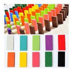 100 pc Dominos Multi Color Wooden Blocks Set