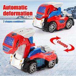 Deformed Dino 2 in 1 Car With Light & Music & Bump n Go Action (Red)