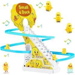 Duck Slide Toy Set Stair Ducklings Cartoon Race Track Set (Yellow)