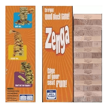 Zenga Wooden Block Stacking Game 48 Wooden Blocks Game 4 Wooden dice