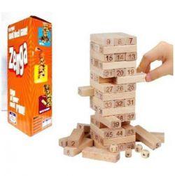 Zenga Wooden Block Stacking Game 48 Wooden Blocks Game 4 Wooden dice