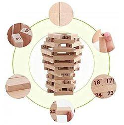 Zenga Wooden Block Stacking Game 48 Wooden Blocks Game 4 Wooden dice