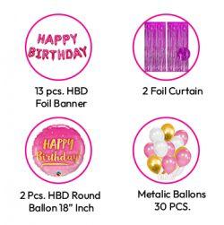 Happy Birthday Foil ballon combo pack Large size (Pink)