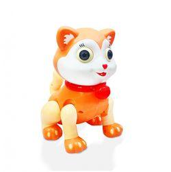 Musical Walking Jumping Smart Cat Toy for Children Funny roobot Cat for Kids with LED Lights (Orange)