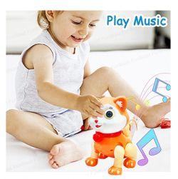 Musical Walking Jumping Smart Cat Toy for Children Funny roobot Cat for Kids with LED Lights (Orange)