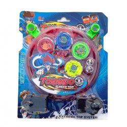 Metal Fusion Clash Of Tornado Speed Top Stadium Battle With 4 Beys & 2 Launchers (Multicolor)