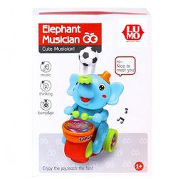 Musical Elephant Toy with Levitation Ball on Nose Along with Dazzling Light Drum (Multicolor)