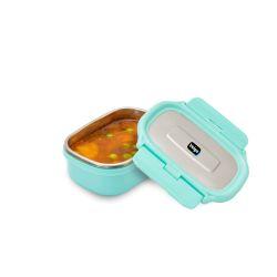 Veigo Heat Up Small- Insulated Stainless Steel Veg Box, Microwave Safe Condiment Dabbi (180ml), Light Green Cyan