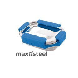 Veigo MaxoSteel Small Veg Box (200 ml) with Reverse Clip Mechanism & Silicon Ring, Aqua Blue