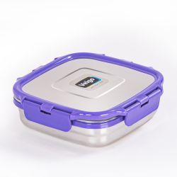 Veigo Sandwich Stainless Steel Airtight Box with Silicon Ring & Lid Lock, Violet