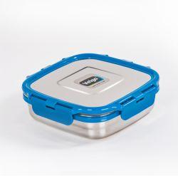 Veigo Sandwich Stainless Steel Airtight Box with Silicon Ring & Lid Lock, Dark Blue