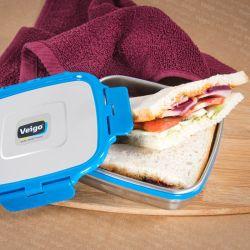 Veigo Sandwich Stainless Steel Airtight Box with Silicon Ring & Lid Lock, Dark Blue