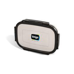 Veigo Jumbo Stainless Steel Lunch Box with Silicon Ring & Lid Lock with Small Veg Box Inside(950ml + 180ml), Black