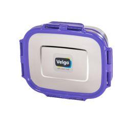 Veigo Freezer & Kitchen Storage Set of 4, Violet- 2 Large Stainless Steel Boxes with 2 Sandwich Boxes