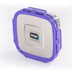 Veigo Freezer & Kitchen Storage Set of 4, Violet- 2 Large Stainless Steel Boxes with 2 Sandwich Boxes