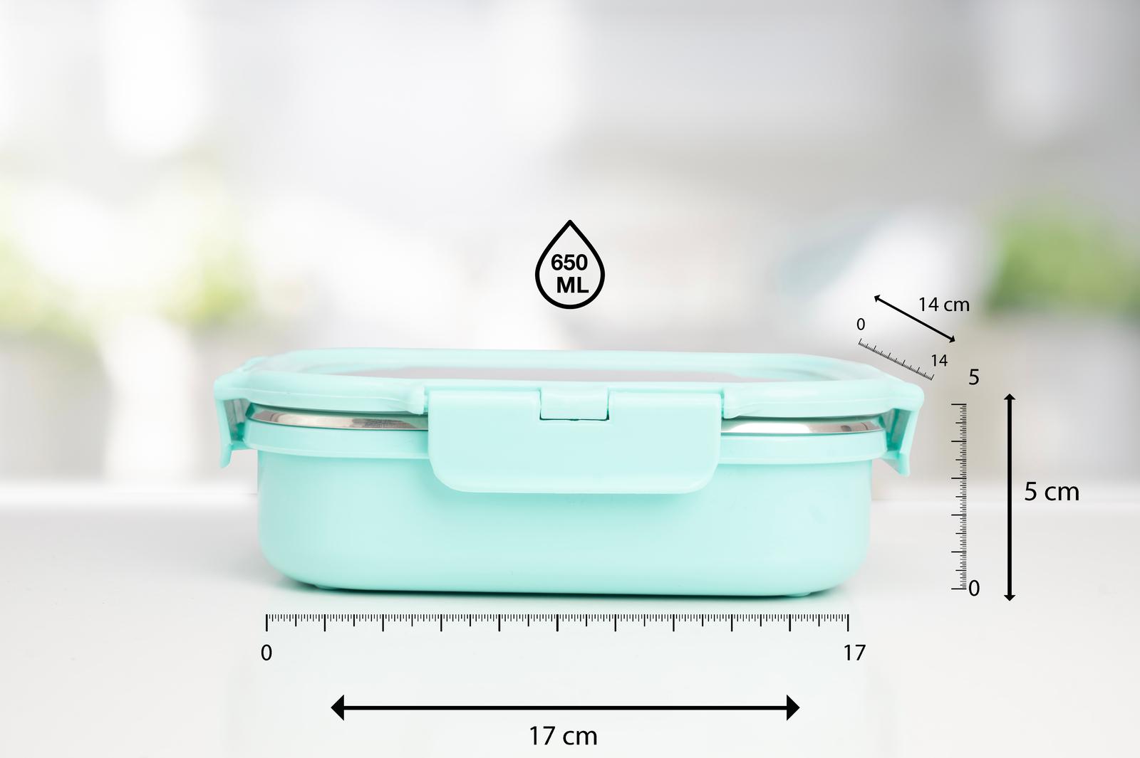 Veigo Heat-Up Stainless Steel, Microwave Safe Lunch Boxes (630 Ml+ 330 Ml+ 180 Ml), Light Green Cyan