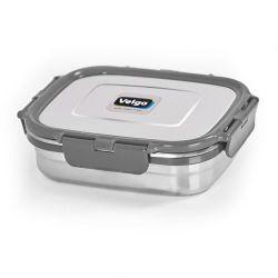 Veigo Large Stainless Steel Air Tight & Leak-Proof Lunch Box with Lid Lock & Detachable Clip Mechanism (600ml), Grey