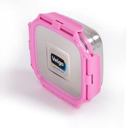 Veigo Medium Stainless Steel Leakproof & Airtight Lunch Box with Lid Lock & Detachable Clip Mechanism (330ml), Pink