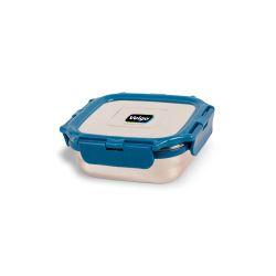 Veigo Medium Stainless Steel Leakproof & Airtight Lunch Box with Lid Lock & Detachable Clip Mechanism (330ml), Dark Blue