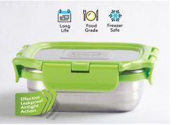 Veigo Medium Stainless Steel Leakproof & Airtight Lunch Box with Lid Lock & Detachable Clip Mechanism (330ml), Green