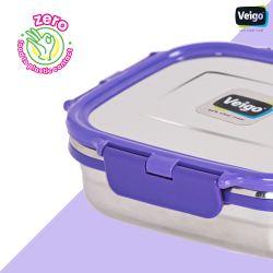 Veigo Large Stainless Steel Air Tight & Leak-Proof Lunch Box with Lid Lock & Detachable Clip Mechanism (600ml), Violet