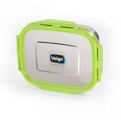 Veigo Large Stainless Steel Air Tight & Leak-Proof Lunch Box with Lid Lock & Detachable Clip Mechanism (600ml), Green