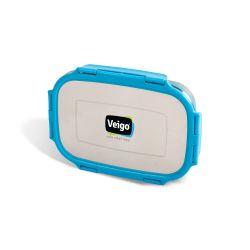 Veigo Jumbo Stainless Steel Lunch Box with Silicon Ring & Lid Lock with Small Veg Box Inside(950ml + 180ml), Fresh Blue