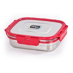 Veigo Large Stainless Steel Air Tight & Leak-Proof Lunch Box with Lid Lock & Detachable Clip Mechanism (600ml), Red