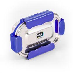 Veigo MaxoSteel Small Veg Box (200 ml) with Reverse Clip Mechanism & Silicon Ring, Violet