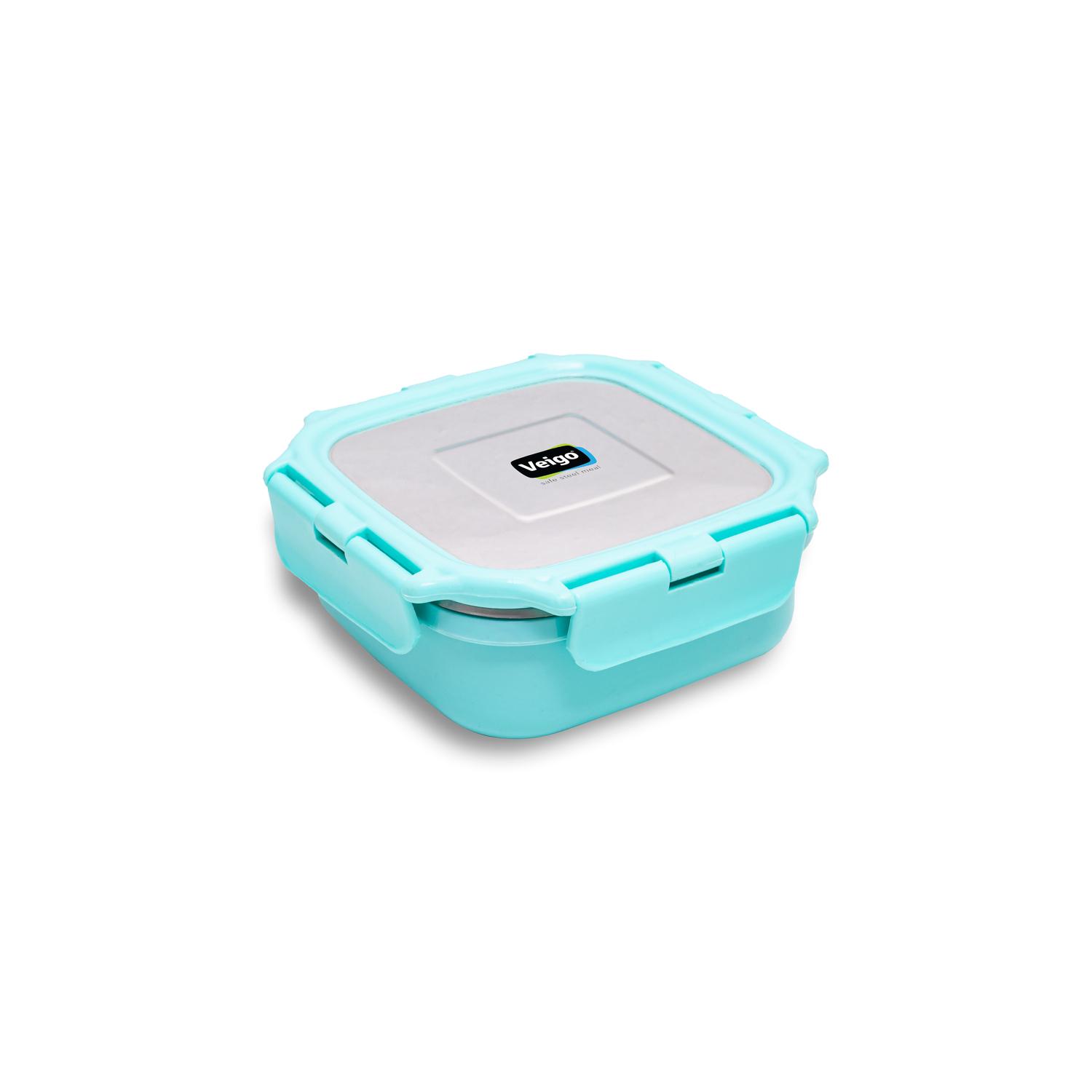Veigo HeatUp Medium- Insulated Stainless Steel Leakproof & Airtight Lunch Box (330 Ml), Microwave Safe, Suitable for School & Office, Light Green Cyan