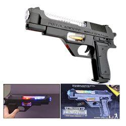 Eagle Light Music Pistol Gun CO2 Telescopic Barrel Electric Laser Gun 3d Light Guns & Darts (Black)