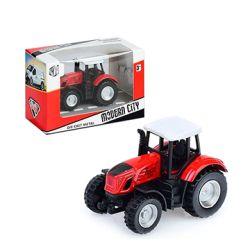 Metal Diecast Pull Back Tractor (red)