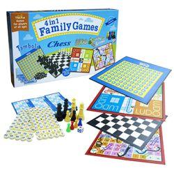 Ekta 4 in 1 Family Strategy Board Games | Tambola, Chess, Ludo and Snakes & Ladders Educational Family Games