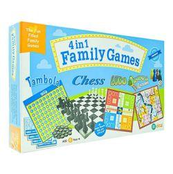 Ekta 4 in 1 Family Strategy Board Games | Tambola, Chess, Ludo and Snakes & Ladders Educational Family Games