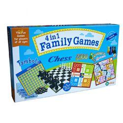 Ekta 4 in 1 Family Strategy Board Games | Tambola, Chess, Ludo and Snakes & Ladders Educational Family Games